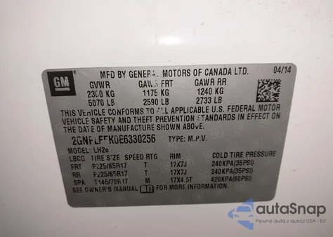 2014 Chevrolet Equinox 1Lt from USA, damaged, VIN 2GNFLFEK0E6330256